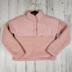 NWOT There Abouts Girls Pink Pullover Fleece Sweater Youth Size Large 14